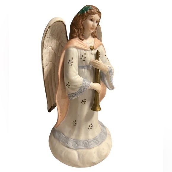 Vintage angel Ceramic Music Box Plays “Hark The Herald Angels Sing “ While Spins - Picture 4 of 4
